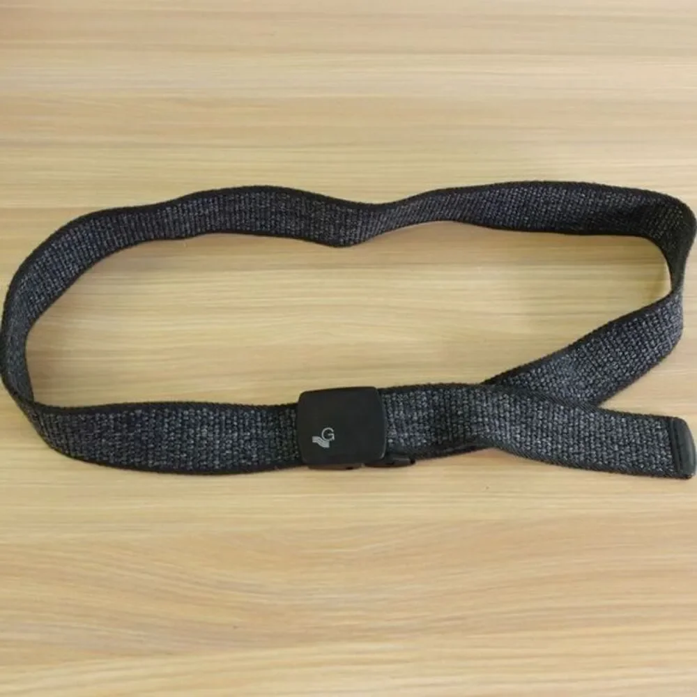 Woven‎ Black Mens Belt 36 Slide Buckle Fabric Basic No Holes Work Gevaert JAPAN